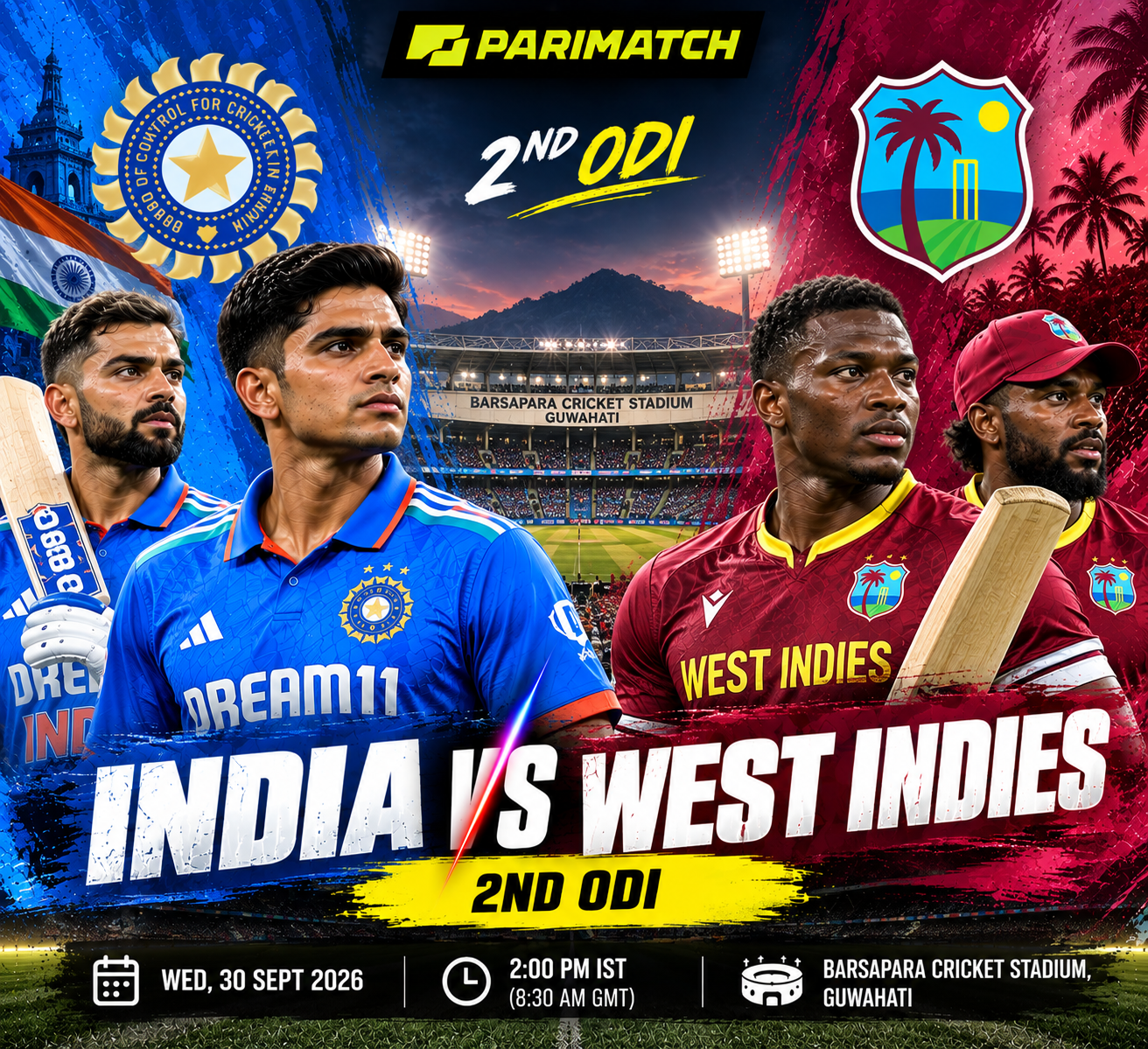 India vs West Indies 2nd ODI: Can India Seal the Series in Guwahati?