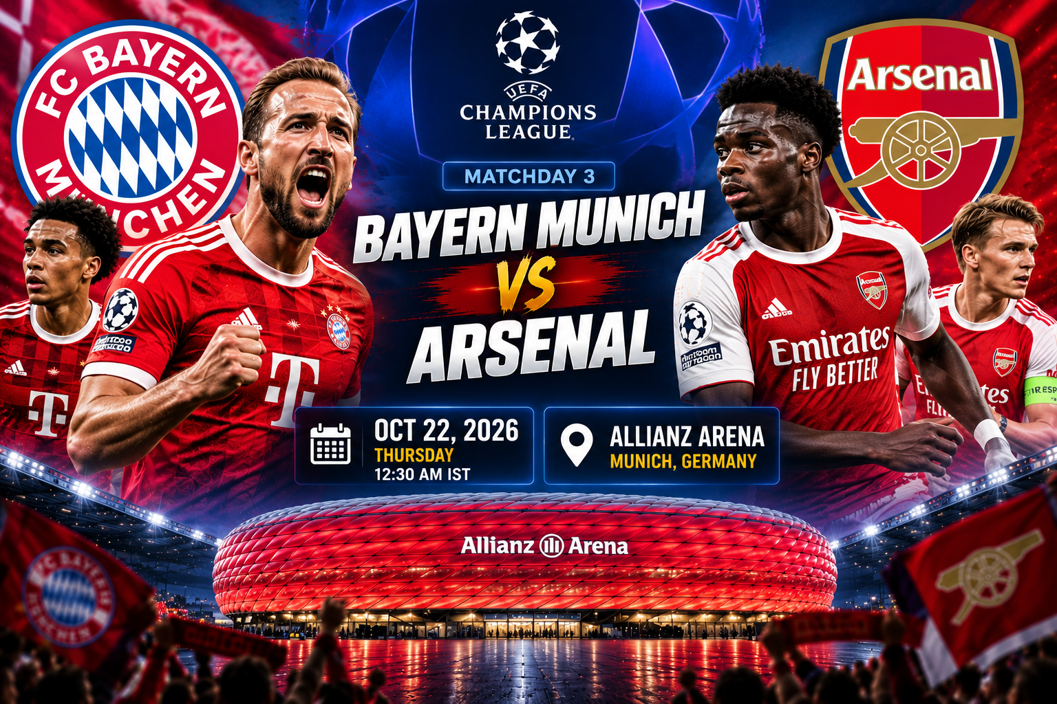 Bayern Clashes with Arsenal in Champions League on October 22: Match Preview